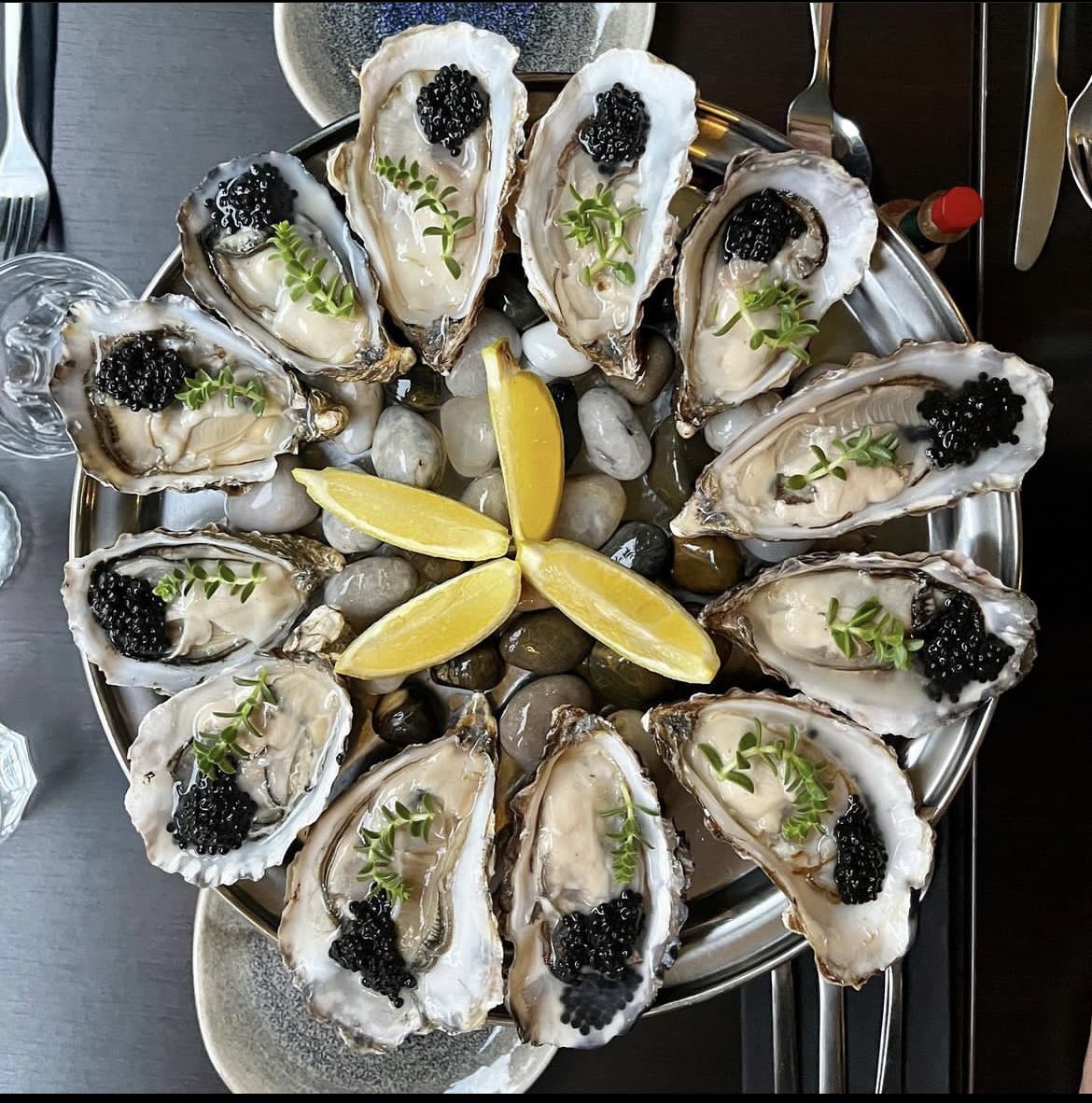 We serve our Cumbrae Oysters with Arenka caviar, a little foraged Sea Wort and juicy Lemon.  What’s not to love?