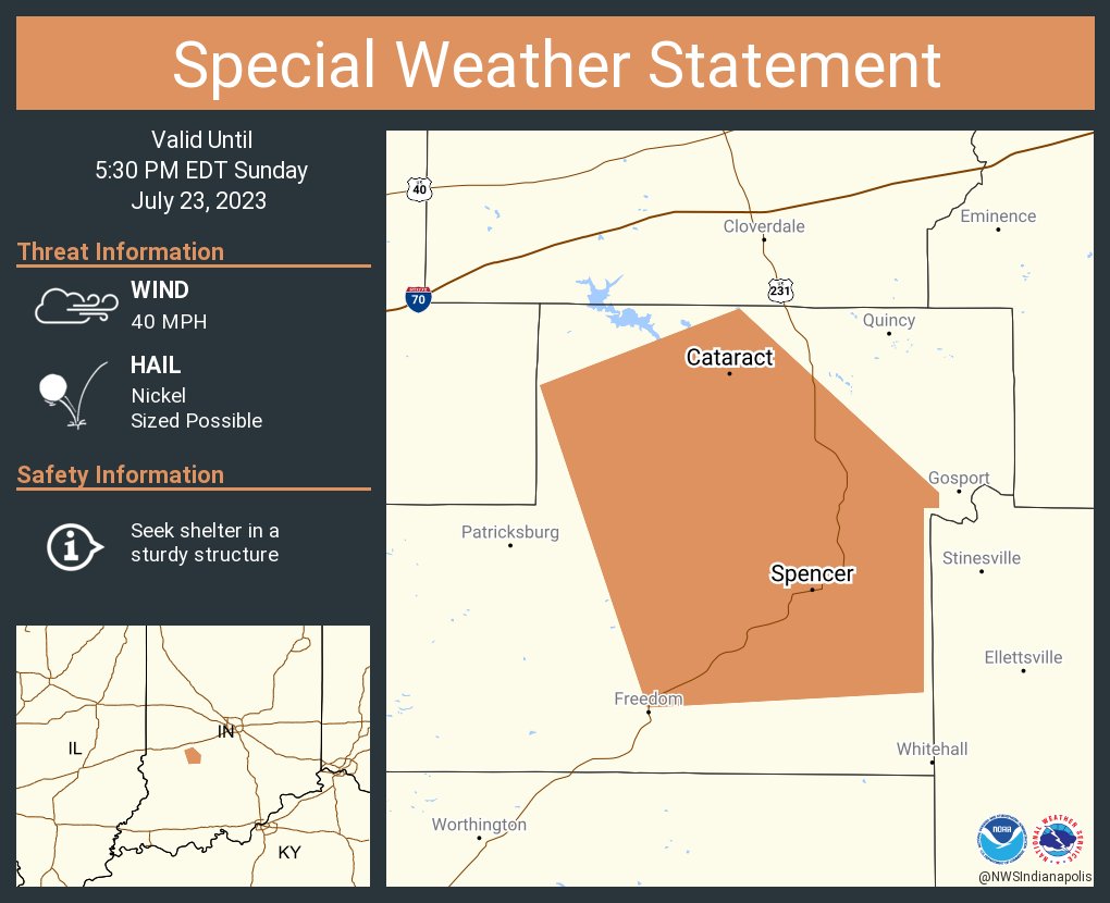 NWS Indianapolis on Twitter "A special weather statement has been issued for Spencer IN and