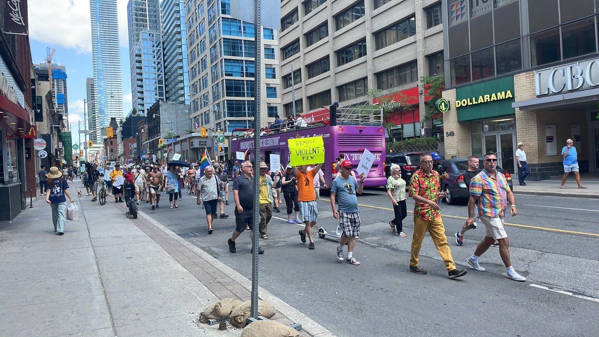 Yesterday, there was a march in Toronto's Gay Village in protest of the presence of unhoused people and substance users in barbara hall park in the village. Every single one of these people involved clearly forgets (see: intentionally ignores) the roots of queer liberation.