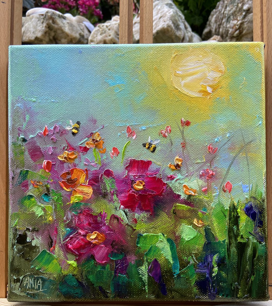 🎨✨ Embrace the beauty of nature's summertime symphony! 🌼🌞🐝 Presenting 'The Full Glory of Summer,' my new oil painting capturing the enchanting allure of sunlit flowers dancing in a meadow with buzzing bees. 🎨🌼🌞🐝 #ArtistryInNature #SummerInspiration #OilPainting