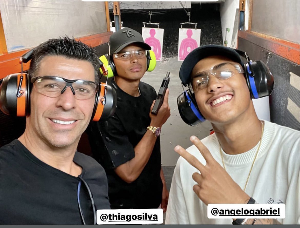 Thiago Silva &amp; Angelo Gabriel at a gun range.