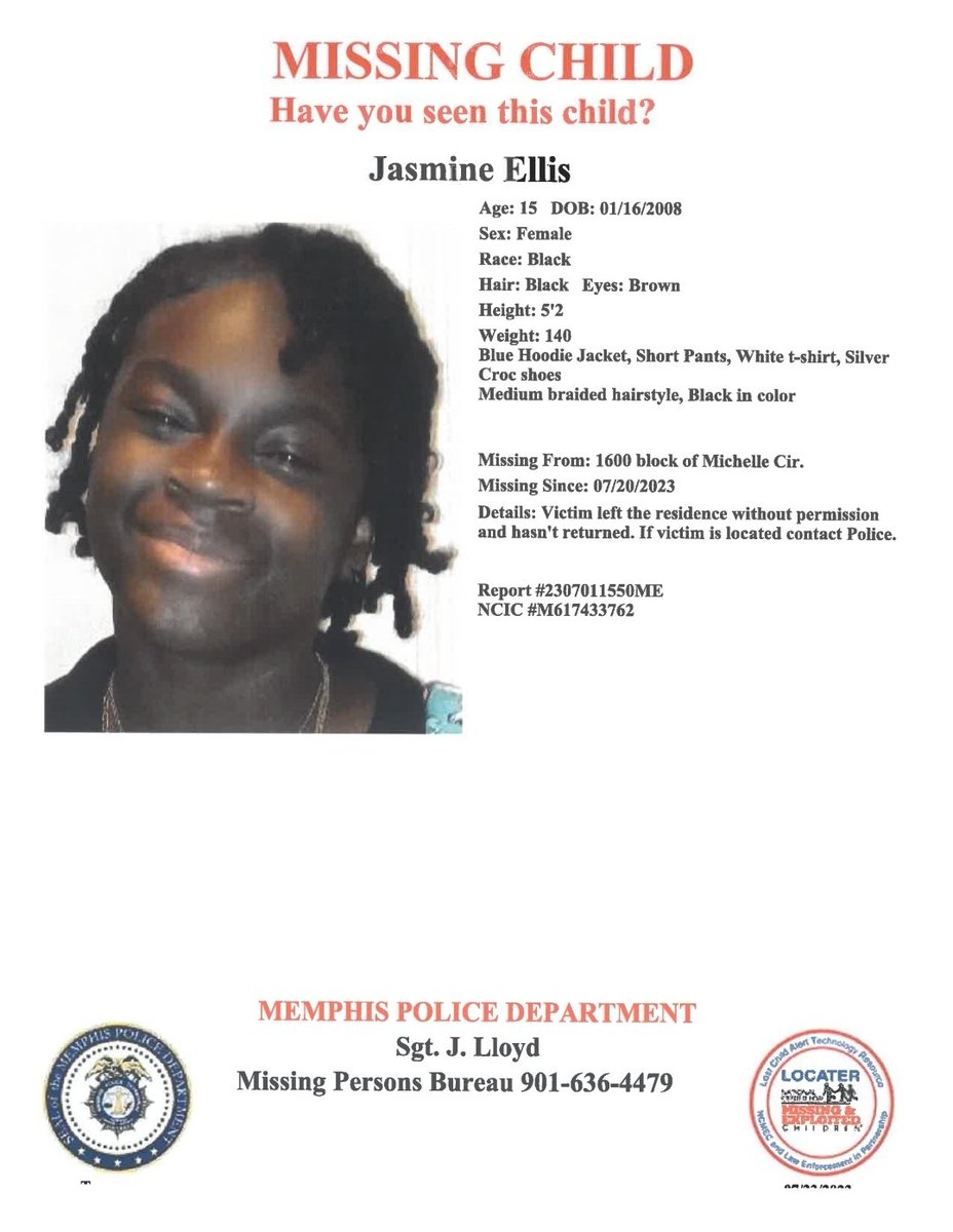 Have you seen Jasmine Ellis?
Report #2307011550ME