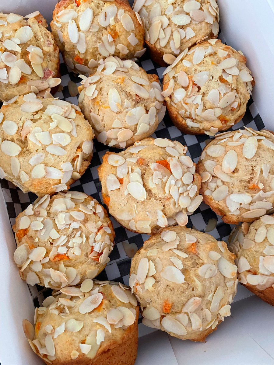 joandsue's tweet image. My second place winners at the Apricot Festival: apricot coconut almond bars (Miss B’s entry), Apricot almond muffins. #lillooet #apricotfestival #bakingcompetition