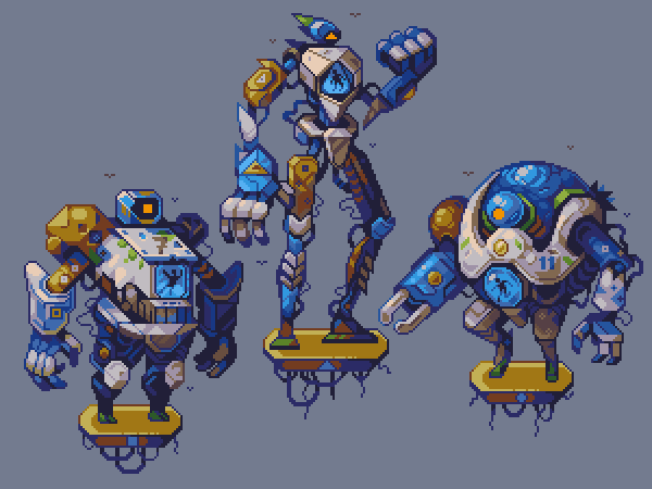 LikPixel's tweet photo. RPG melee mechs party for @pixeljoint
#pixelart #pixels #mech #ドット絵 https://t.co/5Fs5RZcZiZ
