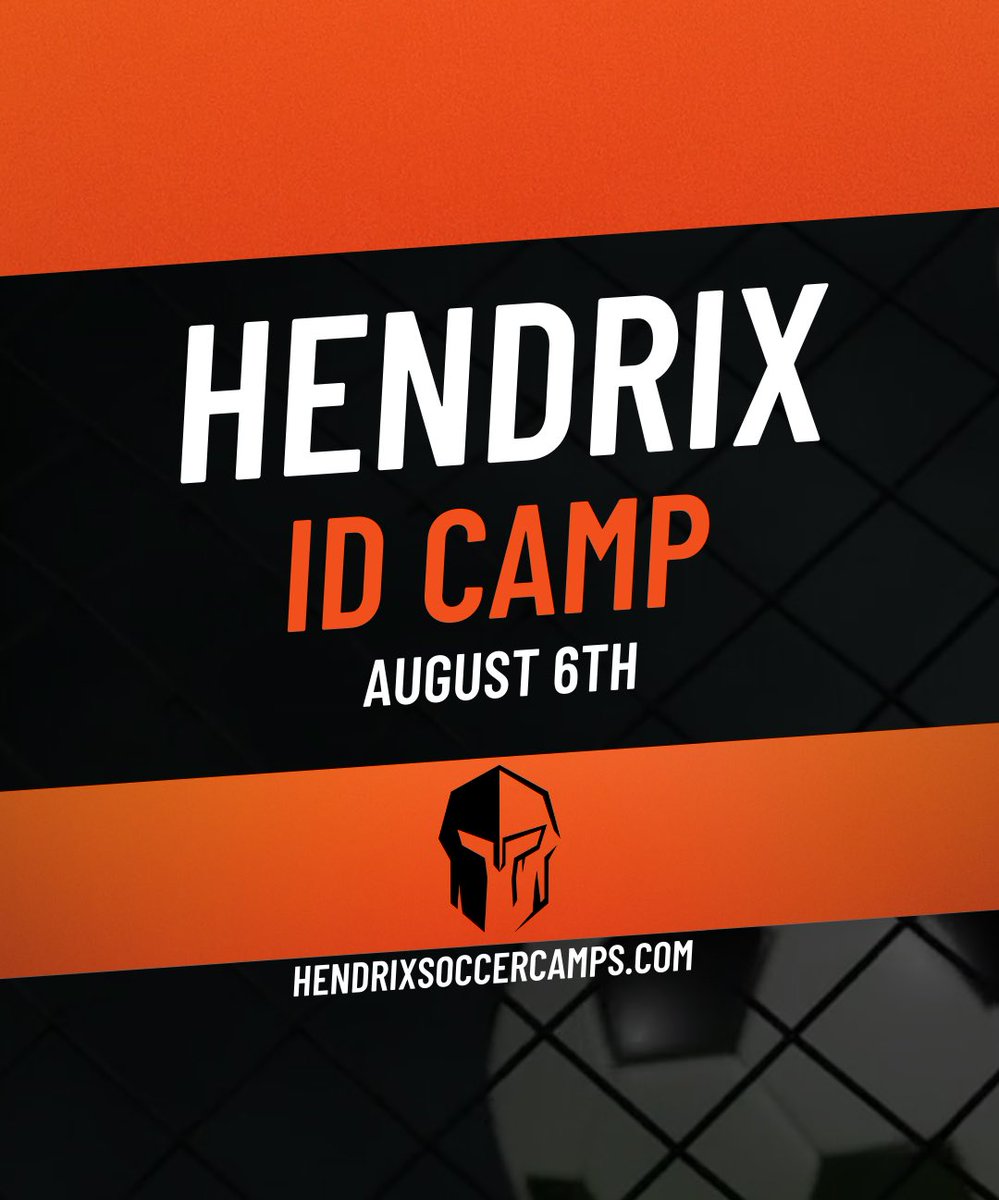 We want to see 𝙔𝙊𝙐 at our ID camp on August 6th! 

Register at Hendrixsoccercamps.com