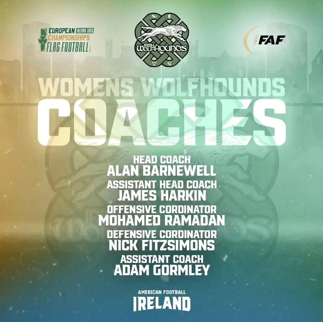 With all the planning for the upcoming @IFAFMedia European Flag Football Championships, I sometimes forget that the @a_f_ireland @WolfhoundsAFI have a Men's and Women's team participating. Congratulations to all the athletes and coaches who have made their respective teams.