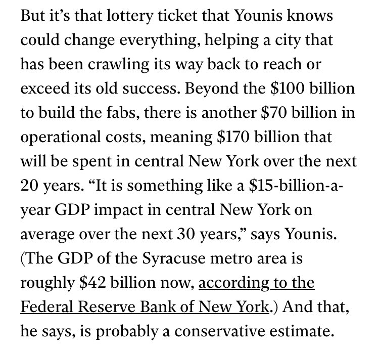 joeldodge07's tweet image. Micron’s chips investment alone could increase the size of Syracuse area economy by a third, not even counting its knock-on effects. 

(From @techreview technologyreview.com/2023/07/06/107…)