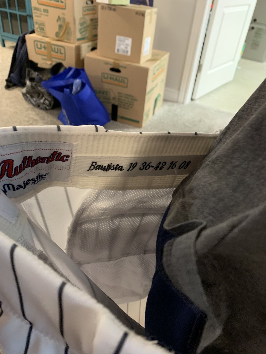 My son wearing game used <a href="/JoeyBats19/">Jose Bautista</a> pants. He’s convinced they fit.