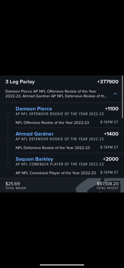 PhilRepetto's tweet photo. Placed preseason, odds shown were on 11/17/22… so close, yet so far away ☹️ https://t.co/pd77S3krGC
