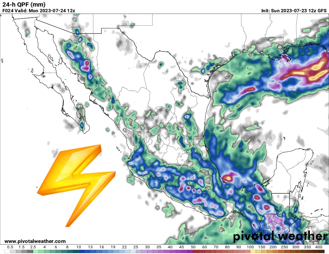 InfoMeteoro's tweet photo. 🚨ADVERTENCIA DOMINGO🚨

🔴🌧️MUY FUERTES lluvias/tormentas dispersas Tab, Chis, Ver, Oax, Pue, Tlax, Hgo, EdoMex, CDMX, Mor, Gro, Mich, Jal, Nay, Sin, Son, SLP

❇️Eventos aislados Chih, BC, BCS, Dgo, Coah, NL, Tamps, Zac, Qro, Col, Gto.

🚨MUY POSIBLES GRANIZADAS E INUNDACIONES⚠️ https://t.co/yLbPIZx2jF