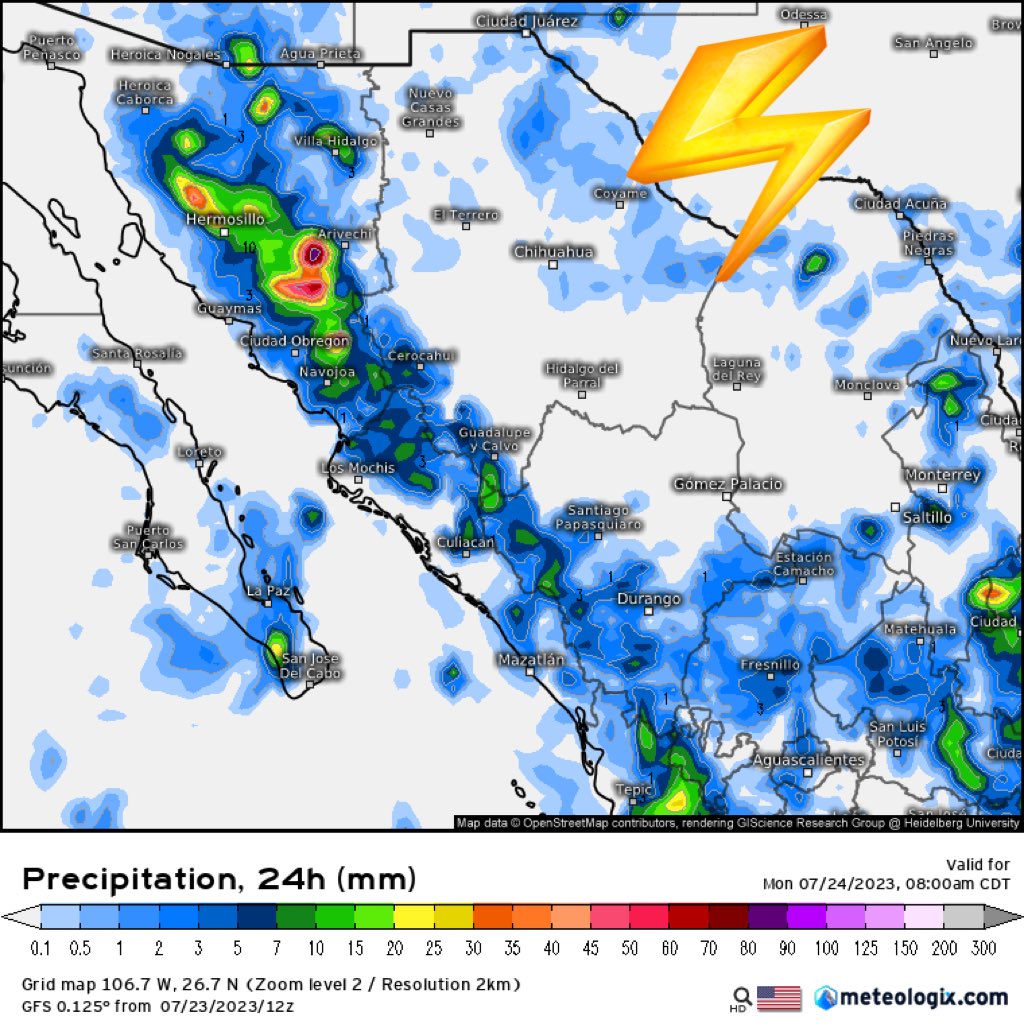 InfoMeteoro's tweet photo. 🚨ADVERTENCIA DOMINGO🚨

🔴🌧️MUY FUERTES lluvias/tormentas dispersas Tab, Chis, Ver, Oax, Pue, Tlax, Hgo, EdoMex, CDMX, Mor, Gro, Mich, Jal, Nay, Sin, Son, SLP

❇️Eventos aislados Chih, BC, BCS, Dgo, Coah, NL, Tamps, Zac, Qro, Col, Gto.

🚨MUY POSIBLES GRANIZADAS E INUNDACIONES⚠️ https://t.co/yLbPIZx2jF
