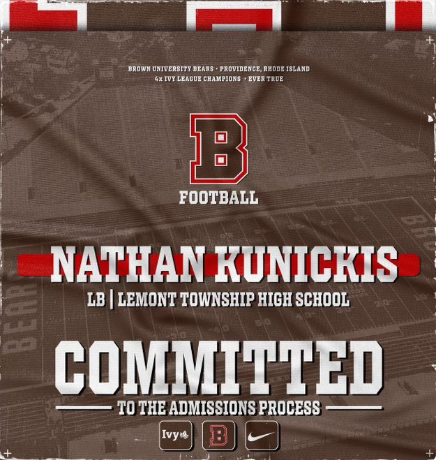 COMMITTED. 🤎🤍 #brownbuilt @BrownU_Football @BrownHCPerry @Browncoachweave @Coach_Bunk @CoachW_Edwards @CoachFrizBrownU @williehayes47 @lemont_football @AllenTrieu @Rivals_Clint @HSFBscout @LemmingReport