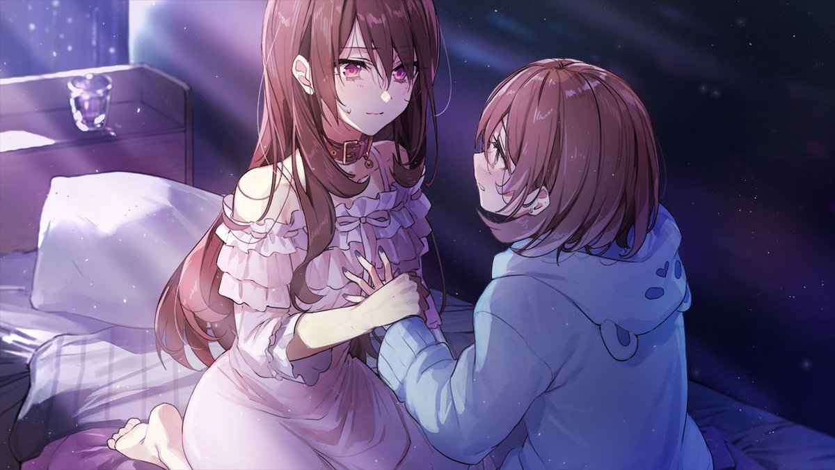 problematicyuri's tweet photo. today's problematic sapphic ship is ashiya sumire and koga nazuna from the visual novel suteki na kanojo no tsukurikata, often shortened as sutekano. 

♪ - toxic, possessive, abusive https://t.co/cujH196uwz
