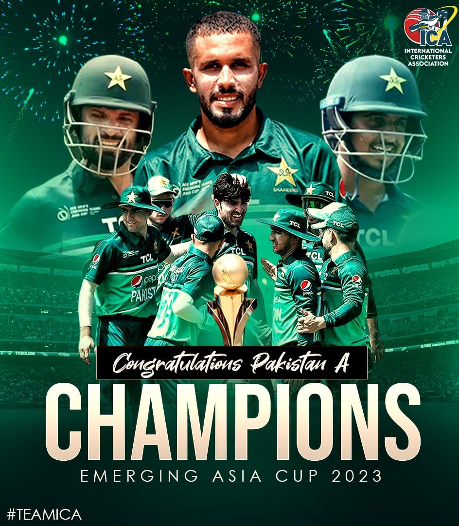 What a sensational victory by Pakistan Shaheens! A stellar display of hard work and determination by Tayyab Tahir, Saim Ayub, Sahibzada Farhan, and the dynamic trio Arshad Iqbal, Mehran & Wasim Jr! The team's brilliance on the field was unmatched. You all made us proud!