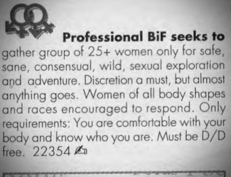 What snacks are you bringing to the sapphic orgy?

Source: Focus Point (Minneapolis, Minnesota), October 8,1997