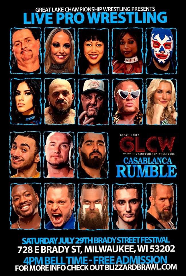 LindaKay22's tweet photo. This Saturday 7/29 #Milwaukee’s #BradyStreetFestival is back, &amp; so is the #CasablancaRumble!

One of the most fun shows &amp; fests of the year. The ring will be set up right in front @EatCasablanca!

#ringannouncer #prowrestling @blizzardbrawl @BradystreetBID https://t.co/a03De3NOOQ https://t.co/FzCJO8jicU