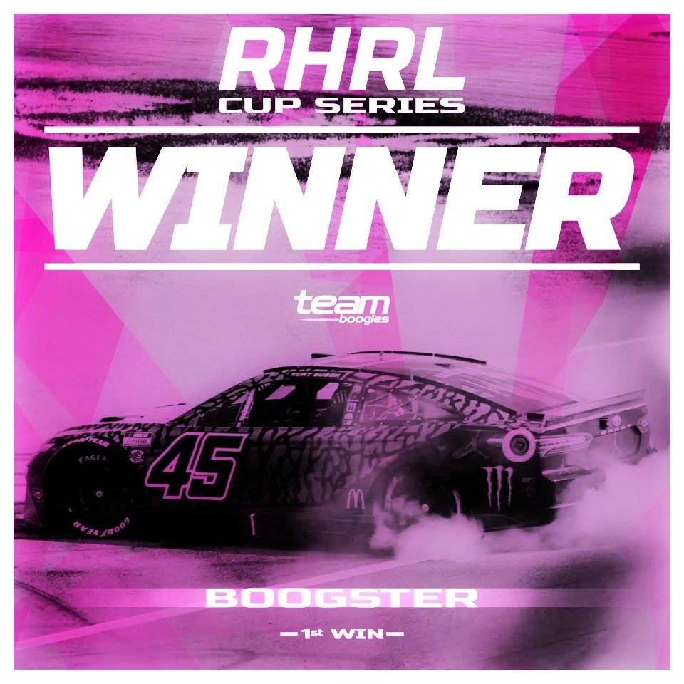 THE BOOGSTER WINS ‼️

It's his first victory in the RHRL Cup Series and the first-ever for Team Boogies!

#TeamBoogies | <a href="/hahaboog/">Boogster</a> | <a href="/RHRL_Racing/">Red Hot Racing League</a>