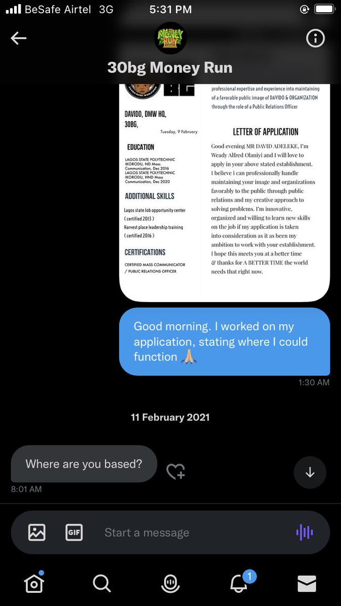 @davido @davido I reached out to you sometime in 2021 after my degree program for a position and I got a response from a company affiliated to you I guess @30bgmoneyrun saying regardless what you say I’ll get a position but they still haven’t reached out in 3 years #davido #BigBrother