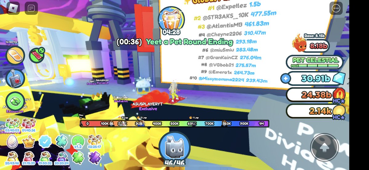 ASusPlayer's tweet image. I got a good throw eh? Where’s my Yeet hoverboard? @BuildIntoGames @prest4n #topthree #PetSimulatorX #goat #youtubegaming