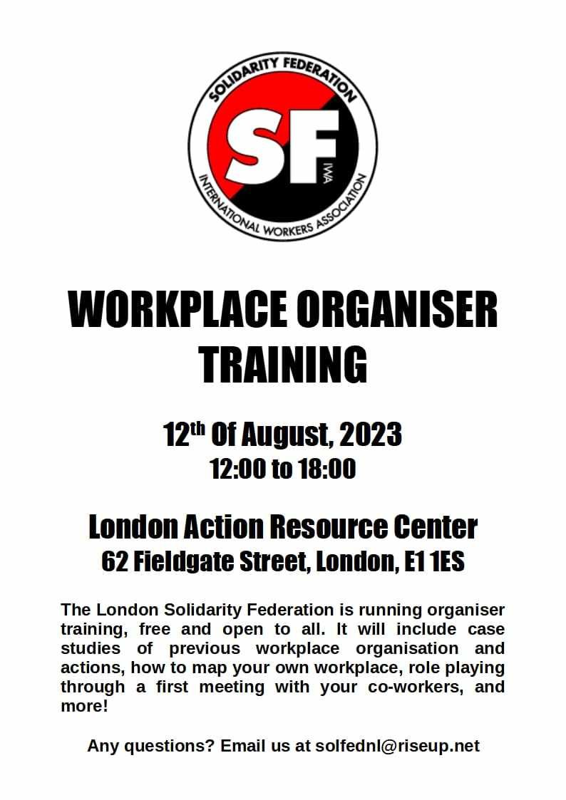 Are you in or around London on the 12th of August?

Do you want to learn how to organise your workplace, or need a refresher? 

We're putting on a training event at the London Action Resource Centre -- details below! 

1/3