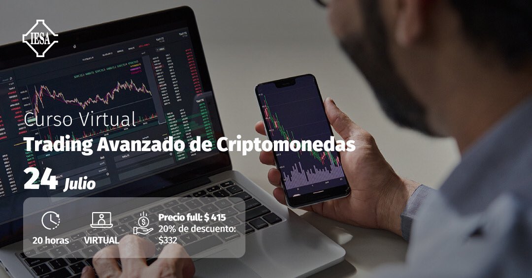 Mañana comienza el curso avanzado de #criptomoneda  que dictare en el <a href="/IESA/">IESA</a> , primera clase en vivo sera prox sábado. Enseñare estrategias probadas de Swing Trading que me han servido durante los años. Aprovechen la promo que esta bueno