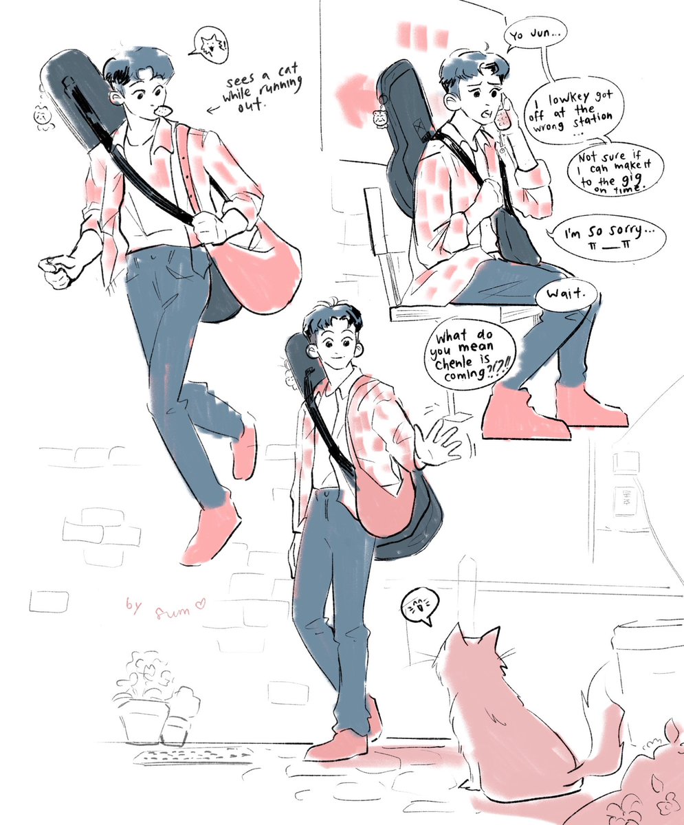 in which garage band! mark runs late (because of a cat) but gets rescued because no band member gets left behind!!! 🎸