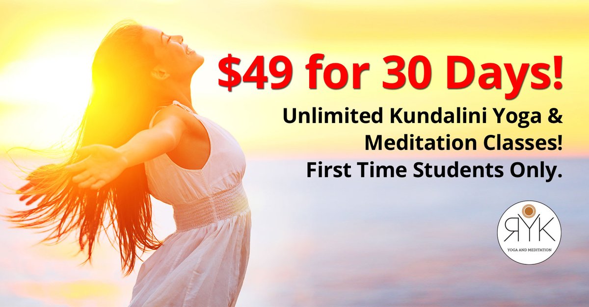 We host Kundalini Yoga and Meditation classes every Monday, Tuesday and Thursday at 6pm.

Start today for only $49 with our Membership designed for new students: 30 days Unlimited Kundalini Yoga and Meditation Classes!

Learn more and sign up today: bit.ly/3CFAPMi