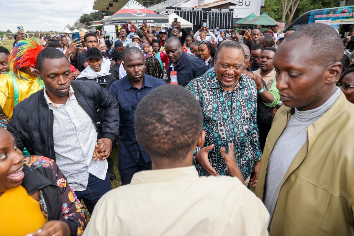 4thPresidentKE's tweet photo. Former President Uhuru Kenyatta earlier today attended the closing ceremony of the Jockey Club of Kenya 2022-23 Season, at the Ngong Race Course and Golf Park in Nairobi. https://t.co/qcoZwpsTCZ
