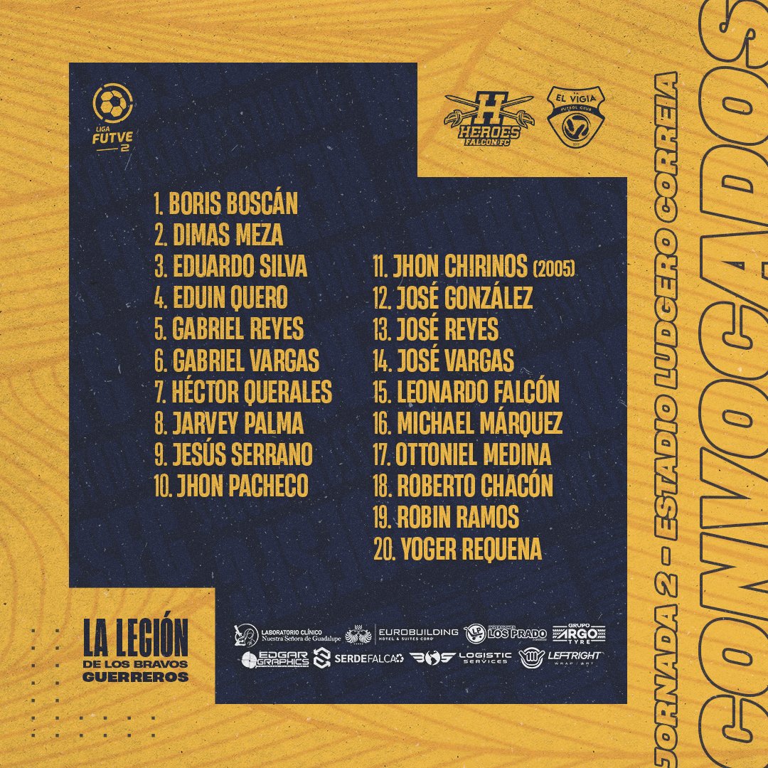 falconheroesfc's tweet photo. #TorneoClausura #Fecha02 | @LigaFUTVE2 ⚽
Lista de convocados.
#HeroesSomosTodos https://t.co/n51T5QCD4f