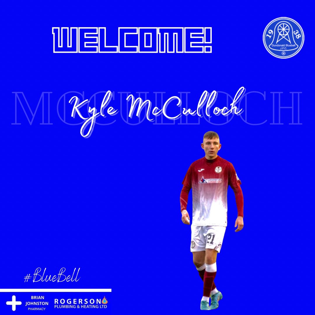 NEW SIGNING ✍️

Our second signing tonight is defender Kyle McCulloch again from <a href="/KeltyHeartsFC/">Kelty Hearts Football Club 🇱🇻</a> 

Kyle’s impressed in our preseason games of late and will be a welcomed addition to the squad! 

Welcome to the Bell 🤝

#BlueBell 🔵🔔