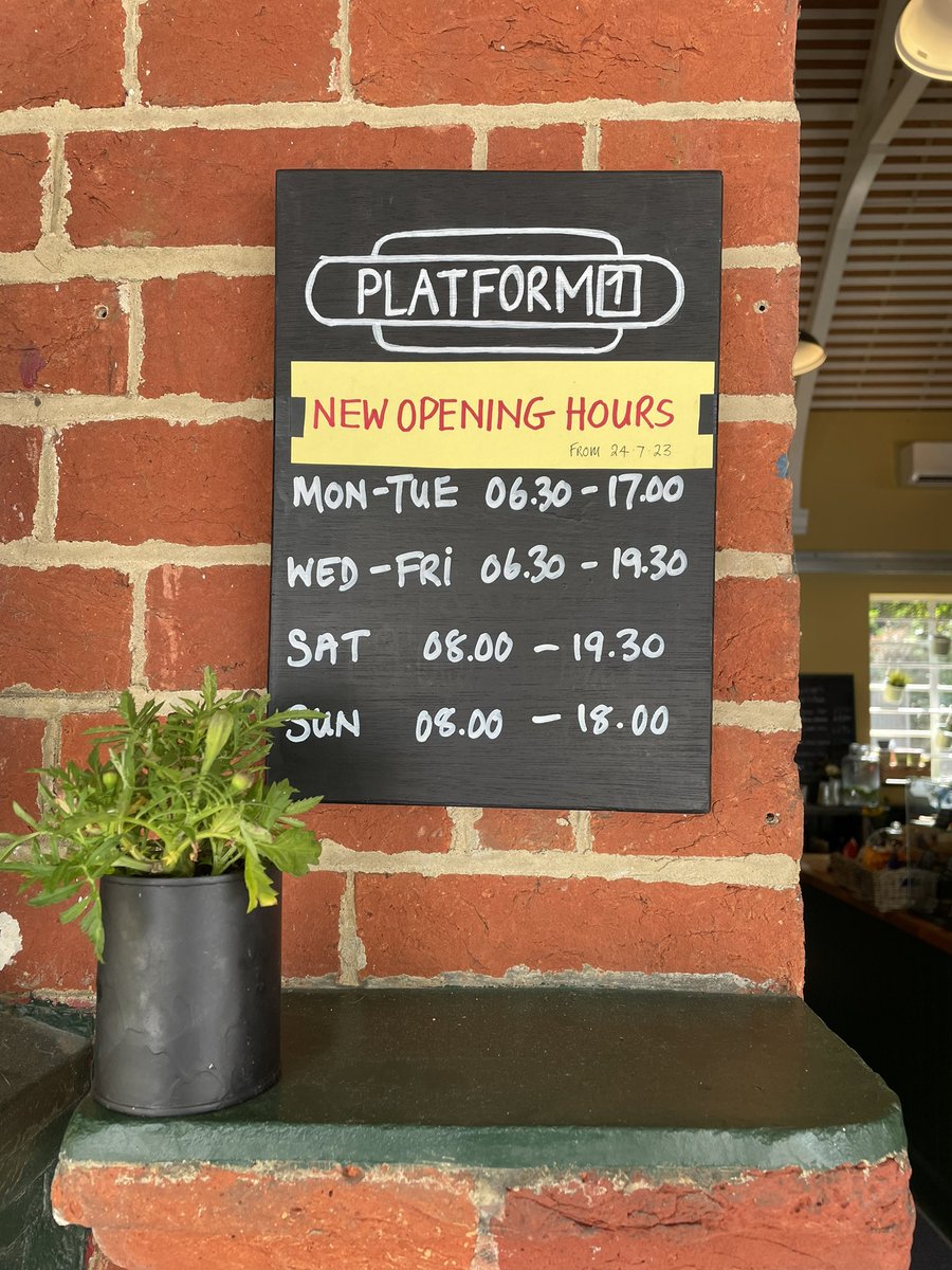 New opening hours <a href="/platform1/">platform1</a> Shawford station Community Cafe start 24-07 including beer wine &amp; charcuterie-come along I’m sure you wont be disappointed <a href="/RailwayHeritage/">RailwayHeritageTrust</a> <a href="/CommunityRail/">Community Rail Network</a>