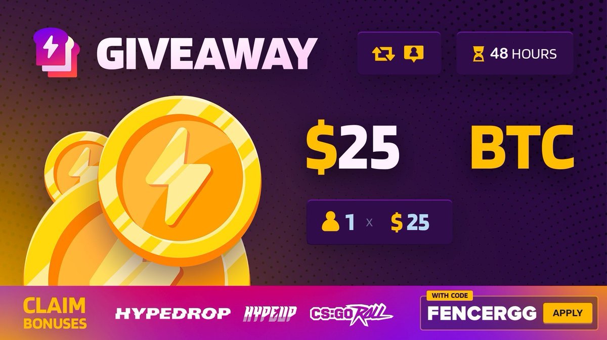 FreeWinscom's tweet photo. 🪙 $25 #btc #Giveaway 🪙

How to enter :

✅Follow @HypeBread 
✅Like &amp; Retweet 
✅Like &amp; Retweet the new pinned tweet📌

1 lucky winner will be picked in 2 days, goodluck! https://t.co/45M0FJ0SRt