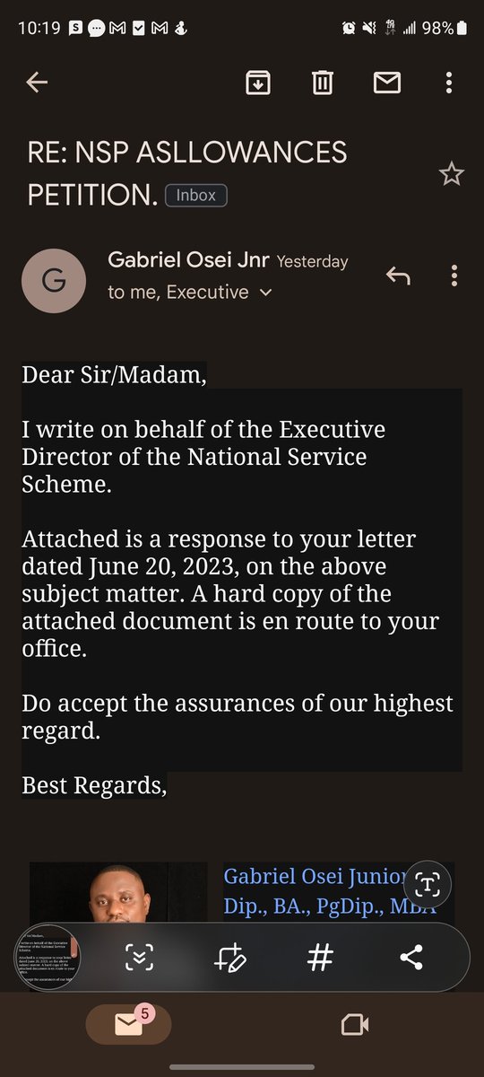 nsplivesGh's tweet photo. From the inception of the #nsplivesmatter advocacy, we submitted a petition to the various stakeholders involved in the welfare of National Service Personnel requesting an increase in the monthly allowance. 
On July 12th we received an email in response to our petition from https://t.co/R3vgIZGIFg