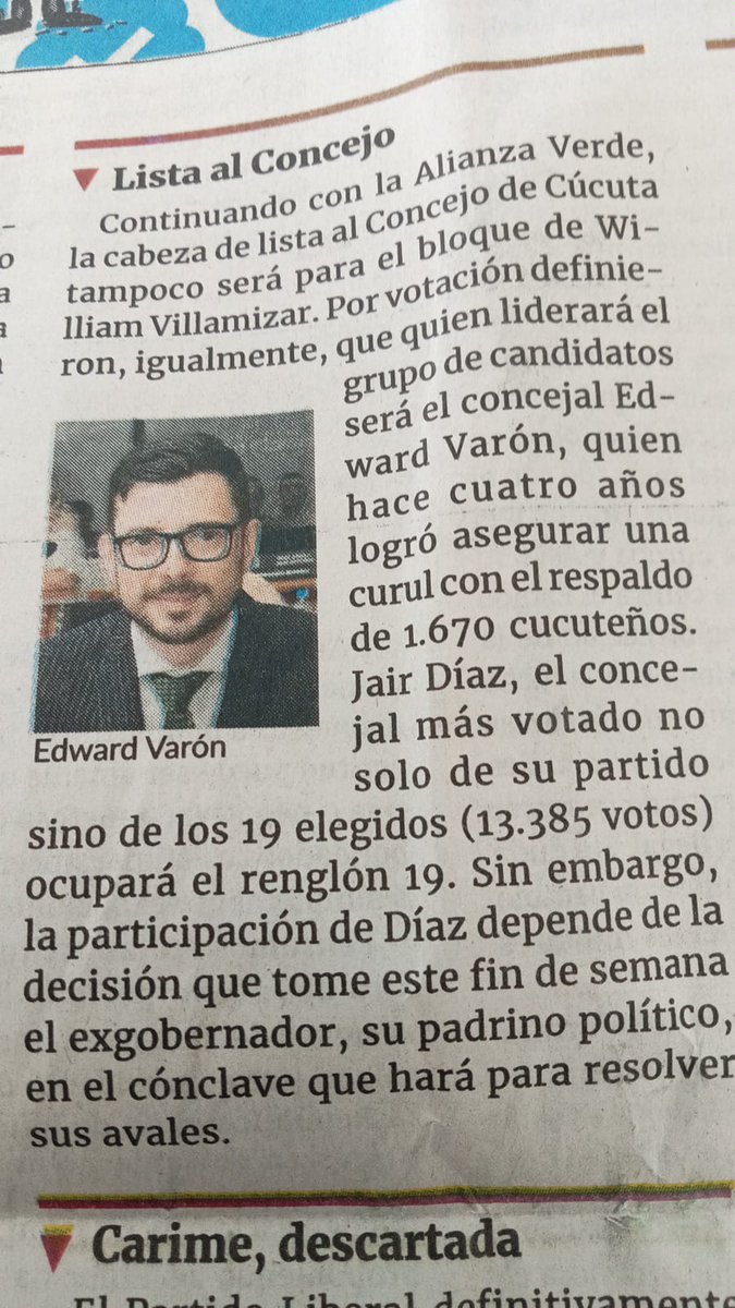 EdwardVaronF's tweet photo. Nuestro trabajo durante estos tres años y medio en el Concejo de Cúcuta ha sido coherente y contundente, esto nos ha permitido tener hoy la confianza total del Partido Alianza Verde para tener la responsabilidad de ser la cabeza de lista al Concejo de nuestra ciudad. https://t.co/PTGdDnNHnm