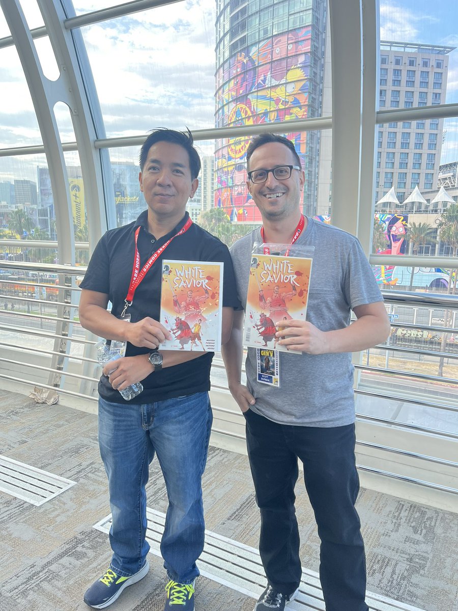 Come see the co-creators of <a href="/WhiteSaviorBook/">WhiteSaviorComic</a> at the Dark Horse booth at noon today! <a href="/ImScottBurman/">Scott Burman</a> #ComicCon2023