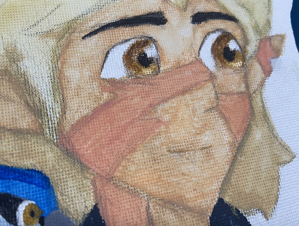 DisneyFanaticAC's tweet photo. I’ve had gouache paints sitting around for a while, so I decided to paint Huntlow!
I even used gold paint - the 2nd photo has a closeup of Hunter’s shiny eyes!
#TOH #theowlhouse #huntlow #hunternoceda #huntertoh #willowpark #willowtoh #waffles #wafflestoh #clover #clovertoh https://t.co/oF9giw1Hm0