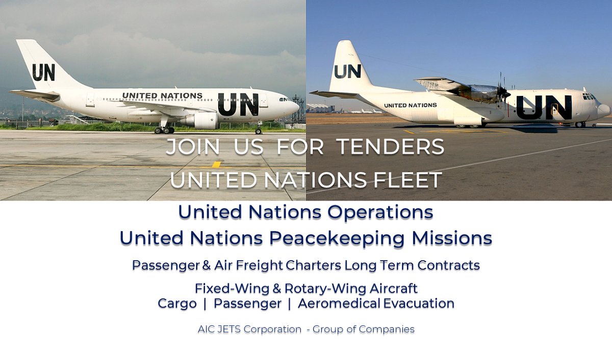 Air Cargo & PAX Fleet for the UN Peacekeeping personnel the United Nations Operations

AIC JETS Corp

linkedin.com/feed/update/ur…

#airline #Airbus #Boeing #AICJETSCorp #UnitedNations #UNPeacekeeping #UNPeacekeepers #A4P #ServingForPeace #UNICEF #aircraftleasing #airfreight #aircargo