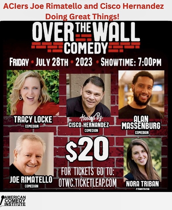We love seeing two ACIers in one show!!! 🔥🔥
Joe Rimatello both took Stand- Up Comedy Workshops. He Joe will be hosting our August 4th show at Gotham Comedy Club in NYC!
**You can also catch Cisco July 27th at Parx Casino in Bensalem, PA!

#americancomedyinstitute