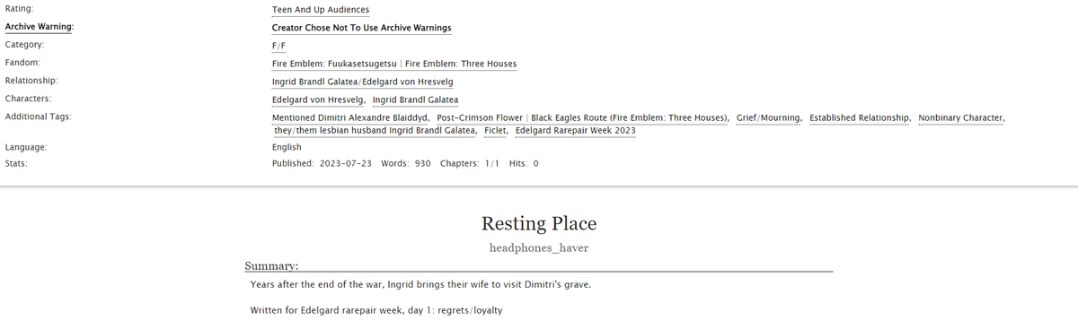 headsetghost's tweet photo. First fic for #EdelgardRarepair week is up! Edelgard/Ingrid, post Crimson Flower.
https://t.co/kloAfhh2Bw https://t.co/iCjdTafeor