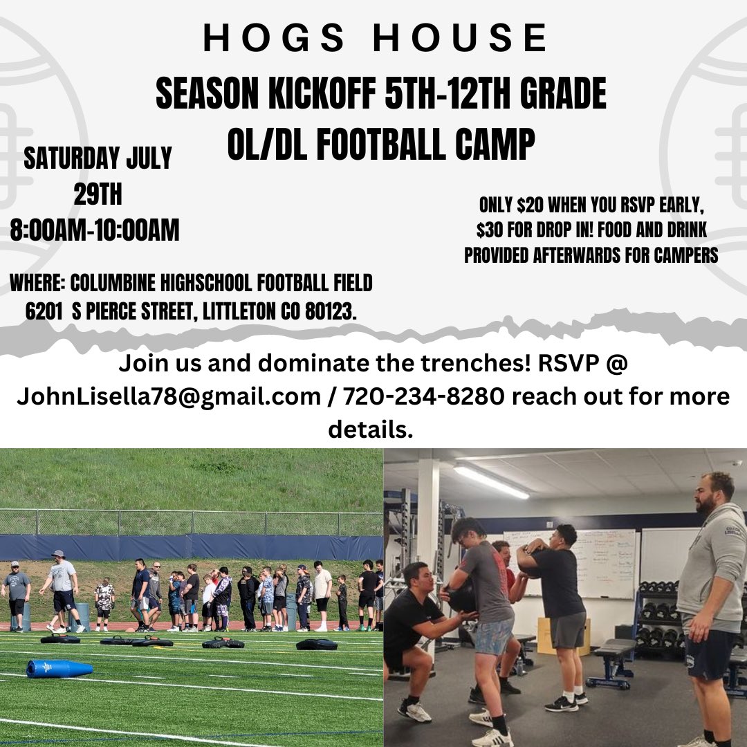 CoachLisella's tweet photo. Football Season is around the corner and all the work put in this spring/summer soon comes to fruition for our athletes. I will be hosting a HOGS HOUSE summer kickoff camp for all OL/DL athletes from ANY HS, YOUTH LEAGUE, CLUB.
ππͺπΌπ #HOGSHOUSE #HOGSPRIDE @TheRebelWay1 https://t.co/vb7aDMvSmC