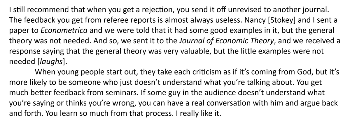 Bob Lucas speaking in 2011 on the publication process in economics: