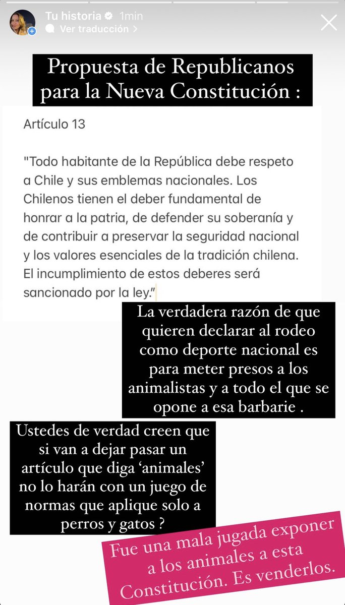 Aquí les dejo una pildorita a todo color sobre #Chile y su proyecto constituyente liderado por Republica nos … una constitución que se ve, no será animalista ni democrática. 
Hay que elegir las batallas, y pensar muy bien que pones en la mesa del enemigo.
#NoAlRodeo 
#23Julio