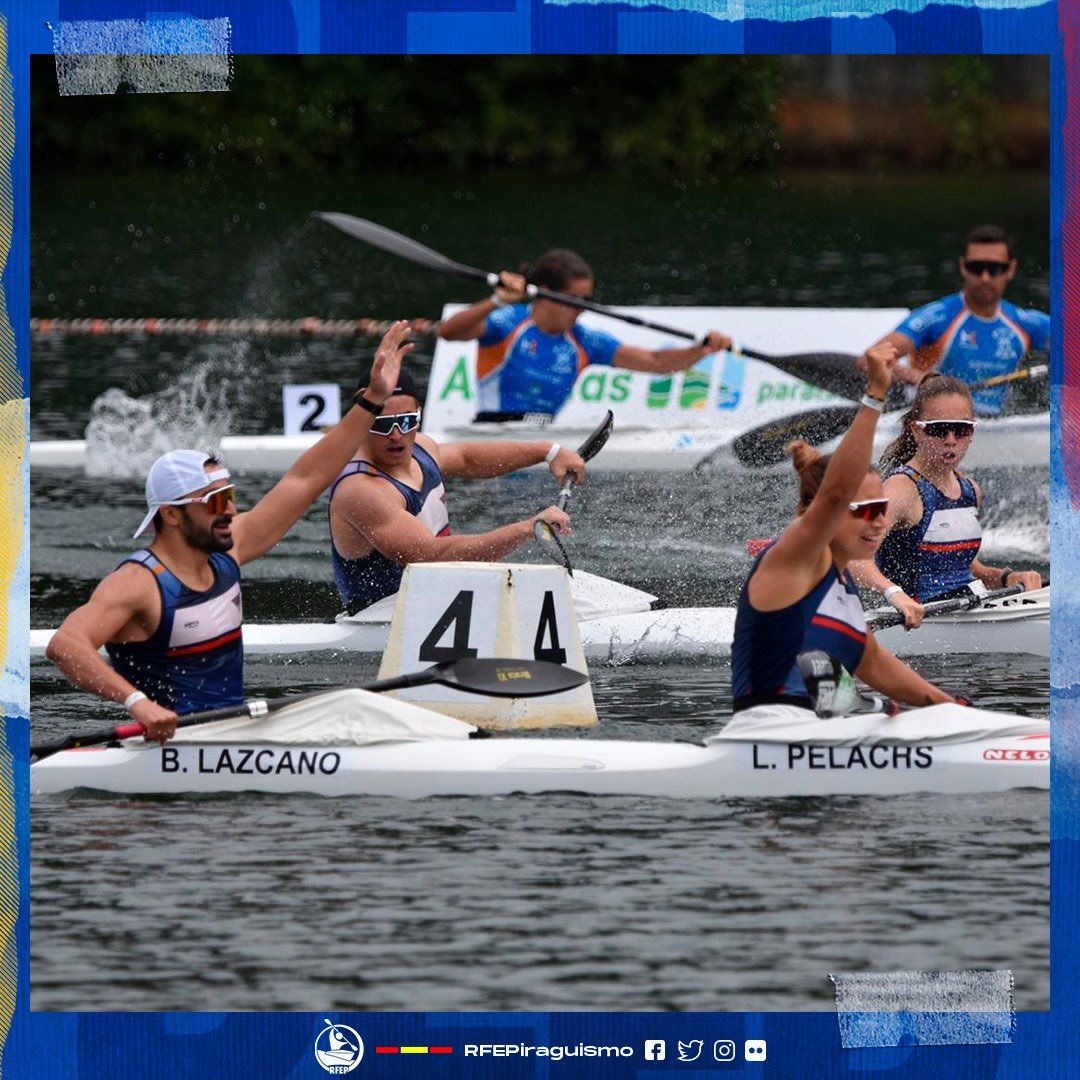 EsportGironi's tweet photo. PIRAGÜISME-Doble representació banyolina en el podi 
del K2 500 mixt del Campionat d'Espanya d'Esprint Olímpic.
La medalla d'OR ha estat per @polb1 i @laiapelachs mentre @Blaituniku i Laura Serra s'han endut el BRONZE.
Enhorabona a tots!
📷 @RFEPiraguismo 
#SomosPalistas https://t.co/xTn1TRp50n