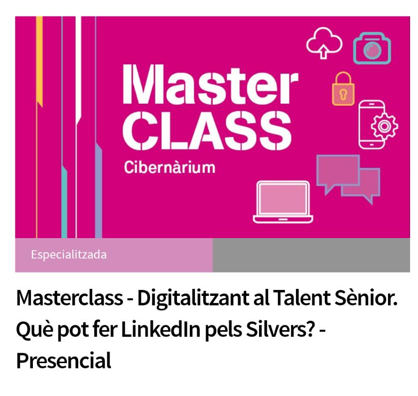 CeliaHil's tweet image. #MasterclassCibernàrium 
Digitalitzan al #TalentSènior 
Què pot fer #LinkedIn pels #Silvers?
🗓️ 6/9/23
⏰ De 18h a 19:30h 
📍 #MediaTIC  - #BarcelonaActiva - #AjuntamentdeBarcelona 

✍️Inscripció gratuïta: cibernarium.barcelonactiva.cat/ficha-activida…

#Sèniors #Edat #Edatisme #RH #Digital #CèliaHil