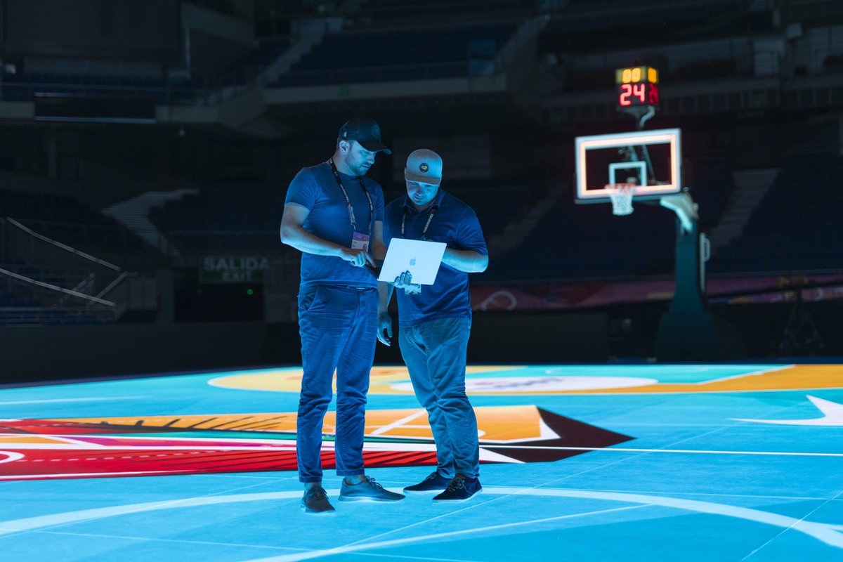 Go4GoldAgency's tweet photo. 🏀 THE BASKETBALL REVOLUTION IS HERE! 🚀
@Go4GoldAgency is proud to be there when the revolutionary basketball LED Court was introduced to the world at the @FIBA U19 WC in Madrid this weekend 🔥🧵👇
#LEDcourt #FIBA #ASBglassfloor #Go4Gold #FanExperience https://t.co/1lcLL6uSgC