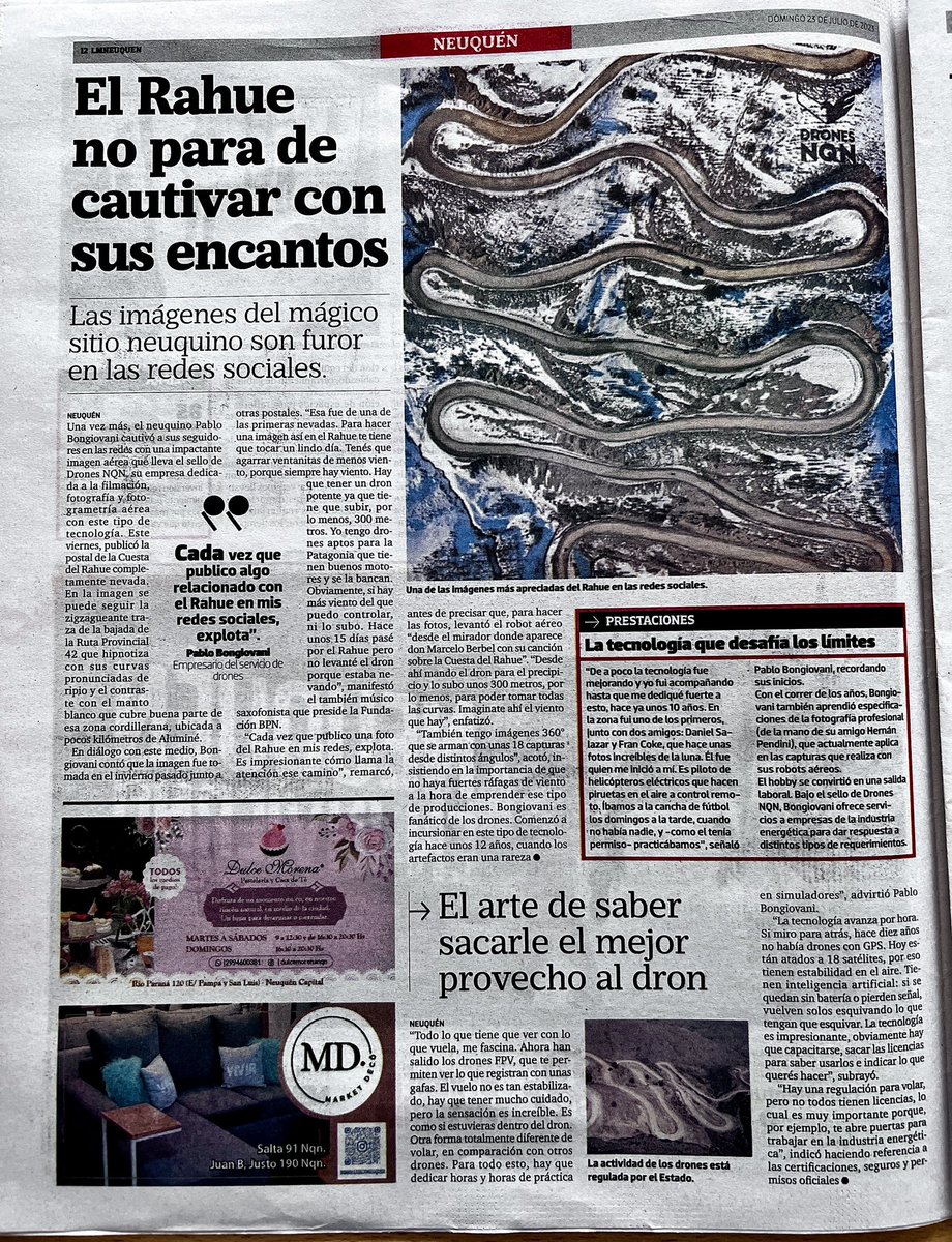 BongiovaniPablo's tweet photo. Gracias @LMNeuquen por esta nota ... nuestra Provincia nos regala innumerables postales en las 4 estaciones del año ... Amo haber nacido en la Provincia mas hermosa ... 🙌#dronesnqn https://t.co/XDJZshQubt