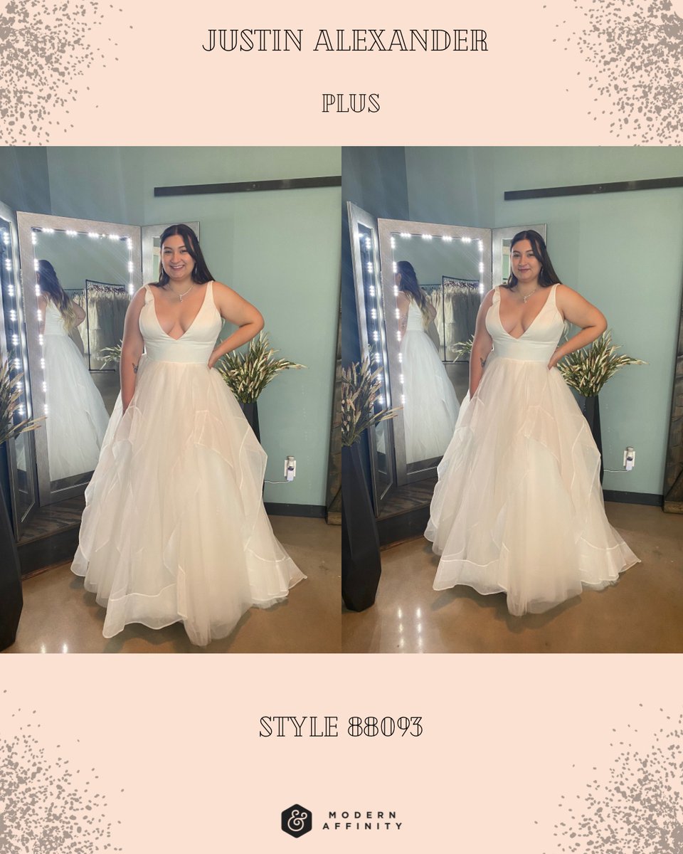 affinity_modern's tweet photo. Meet this beautiful organza ruffle skirt ball gown with a satin bodice. This deep V neckline clean ball gown will light up your big day✨

Gown: Style 88093
Designer: #justinalexander

#modernaffinitybridal #weddinggown #bridalgown
#houstonbrides #bridesofhouston #houstonwedding https://t.co/tP0DCI8wZe