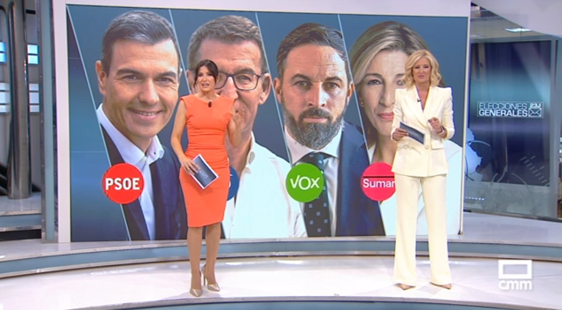 🗳️Comienza el especial 'Elecciones Generales #23J" con el escrutinio en directo y el análisis de la jornada electoral, con Sonia Trigueros y <a href="/anabelalbares/">AnaIsabelAlbares</a>.

🗣️ Mesa de análisis: <a href="/estherestebanh/">Esther Esteban</a>, <a href="/HdelH/">Hache Oighinn</a> y Javier Ruiz.
🔴 Síguelo en directo:
📺 #CMM |  cmmedia.es/play/en-direct…
