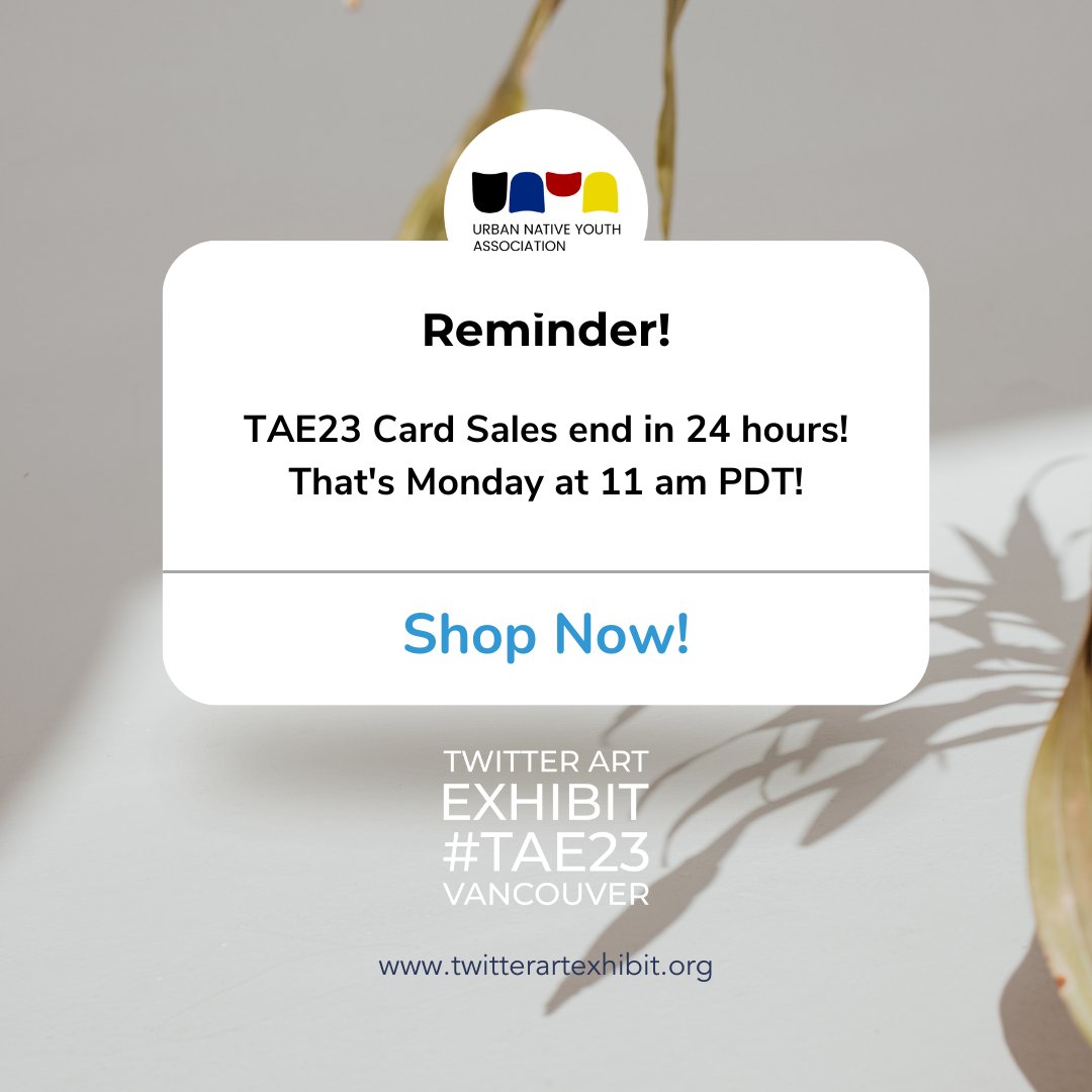 Thank you to everyone who created artwork for #tae23 and supported us by sharing, reposting, and purchasing cards. We are forever grateful for our #taefamily. Please share our shop page so that we can end our charity art fundraiser for @UNYAyouth strong. twitterartexhibit.org/shop