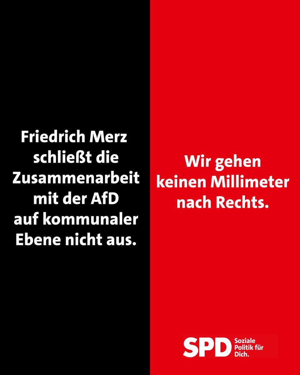 Jetzt wirft #Merz alle Prinzipien über Bord und ist sogar zur Zusammenarbeit mit Rechtsextremisten bereit.

Wer das auf kommunaler Ebene macht, ist bald auch im Land und Bund dabei.

Offenbar nichts gelernt aus der Geschichte...

#CDU #NoAfD